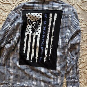 Custom Flannel Shirt – PD K9 Graphic on Back | M